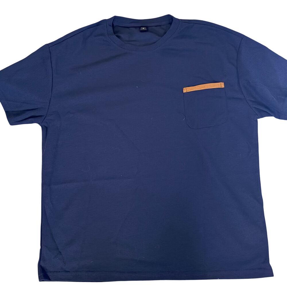 Manfinity T-Shirt Mens Navy Blue Faux Pocket - Size XL
